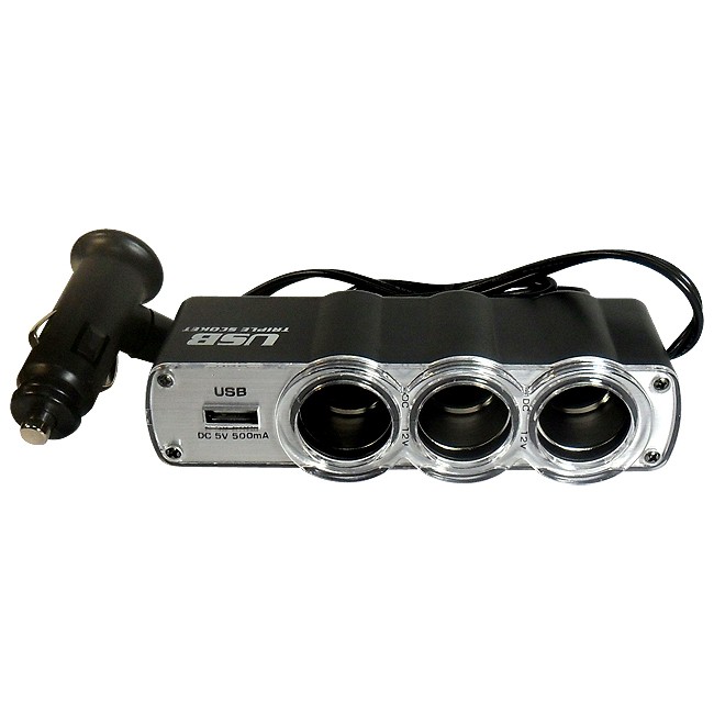 Adaptor triplu pentru bricheta auto, 12/24V, 3 iesiri si port USB - imagine 10